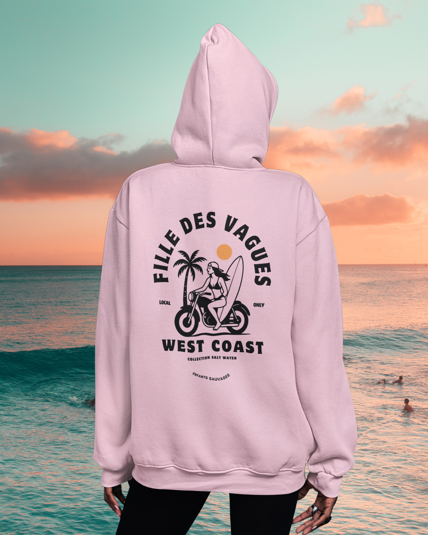 Sweat à capuche Fille des Vagues