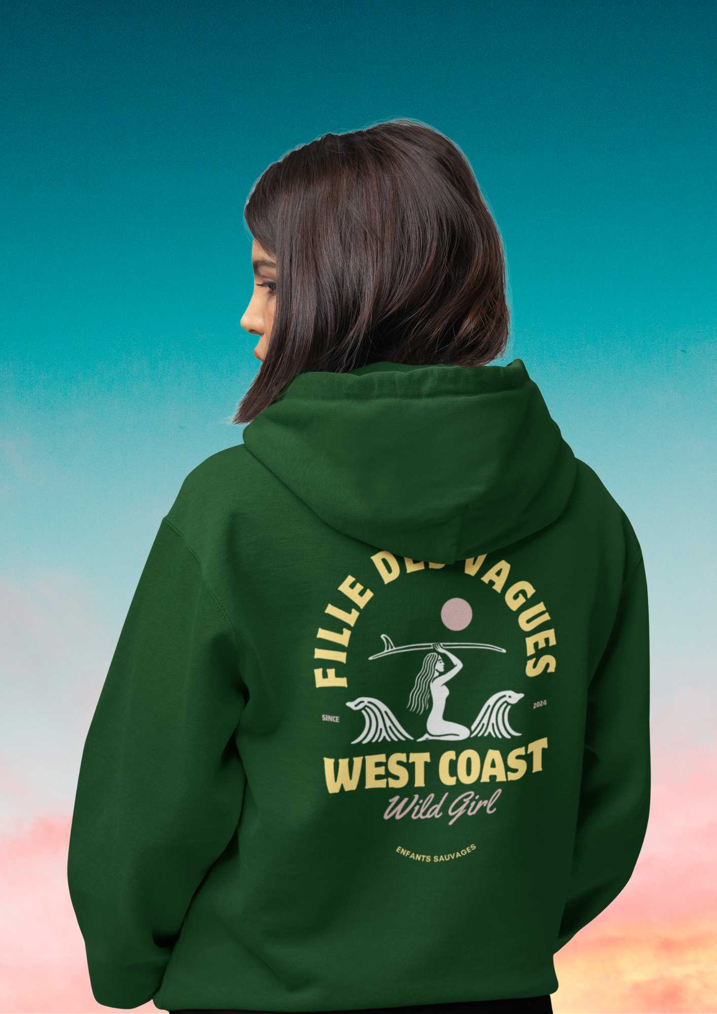 Sweat à capuche Fille des Vagues