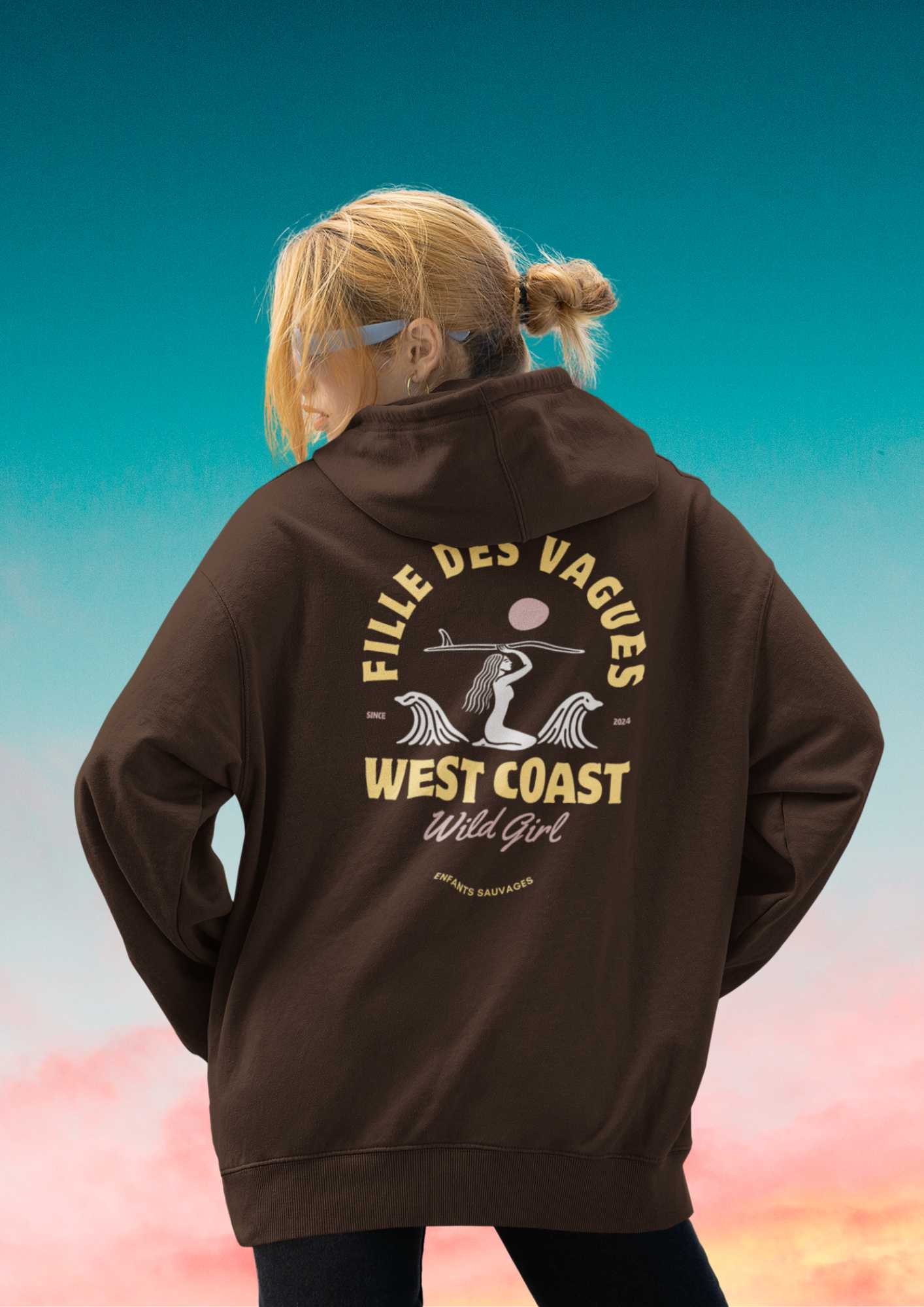 Sweat à capuche Fille des Vagues