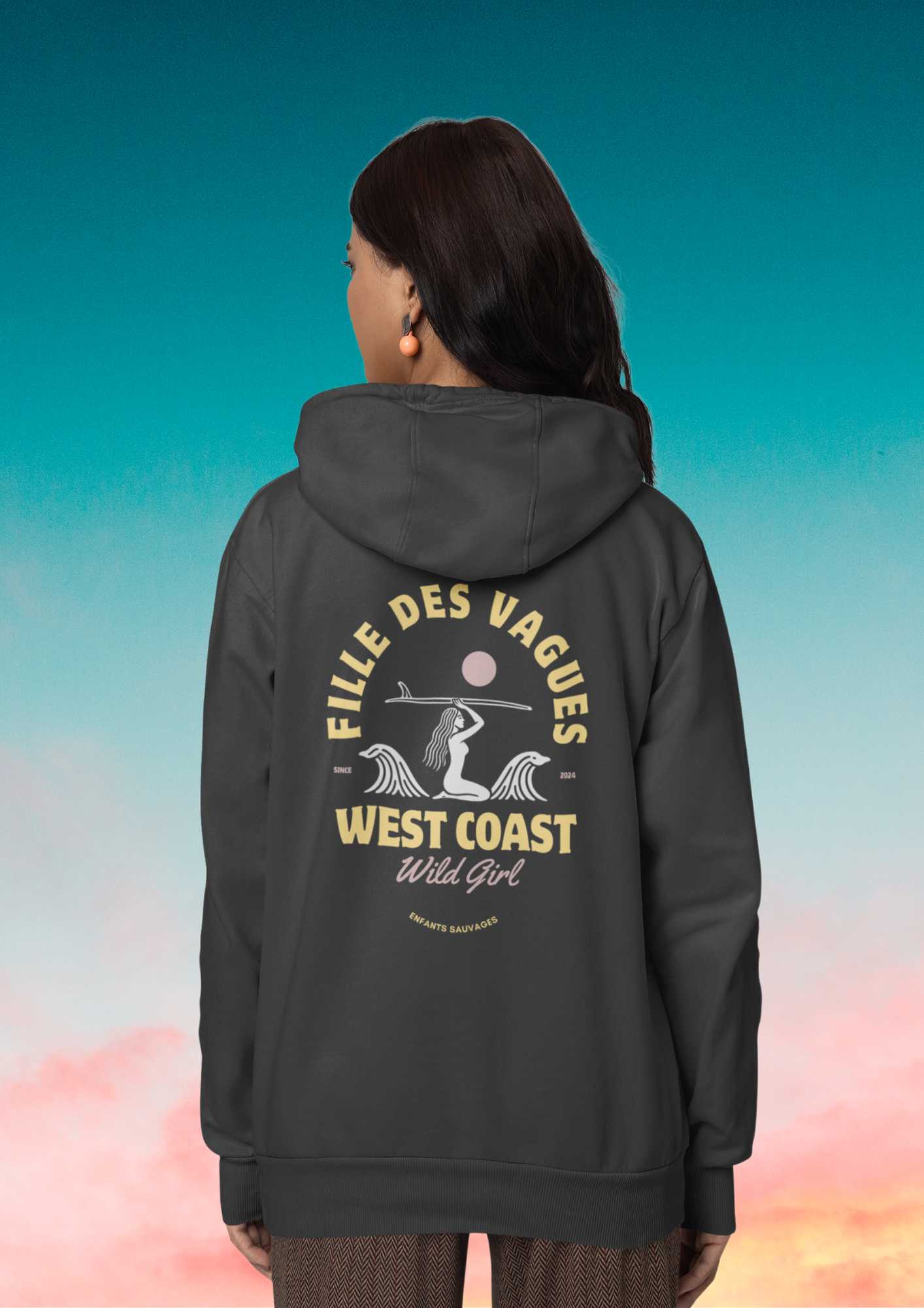 Sweat à capuche Fille des Vagues