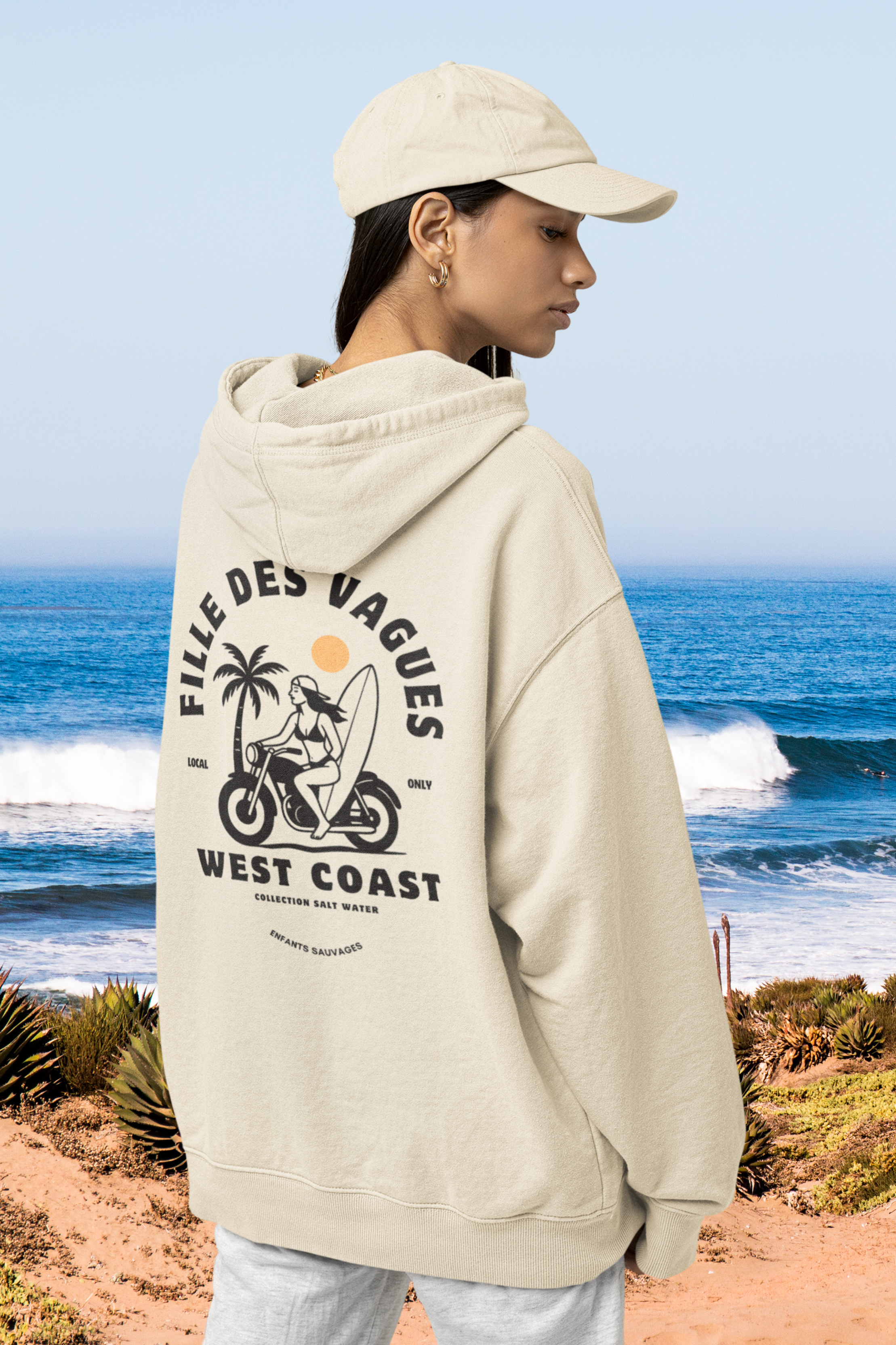 Sweat à capuche Fille des Vagues