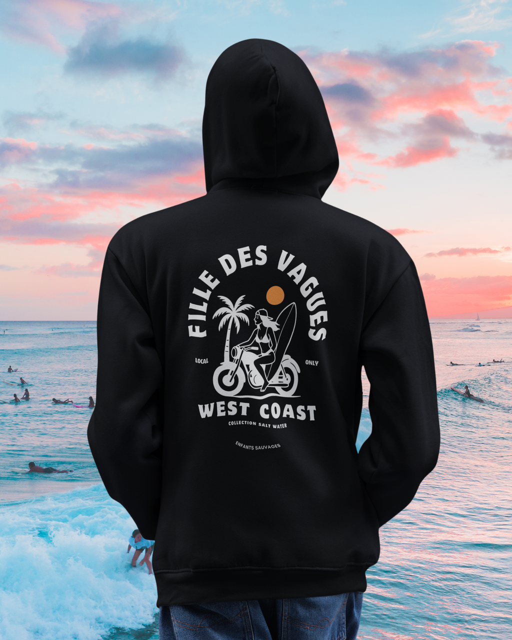Sweat à capuche Fille des Vagues