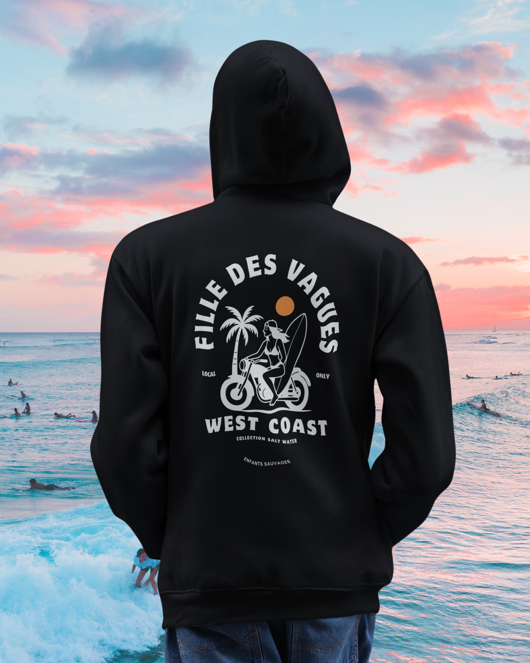 Sweat à capuche Fille des Vagues