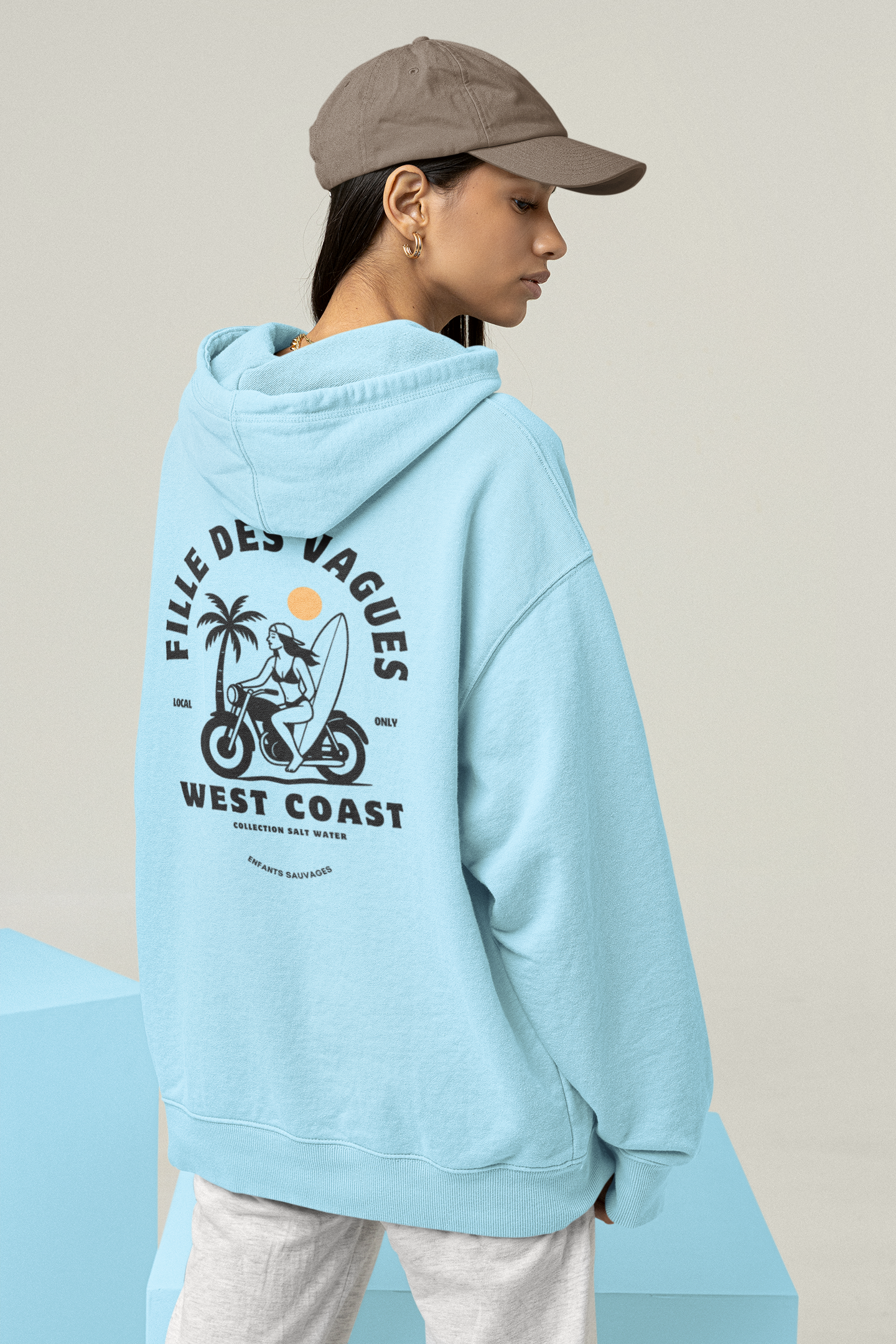 Sweat à capuche Fille des Vagues
